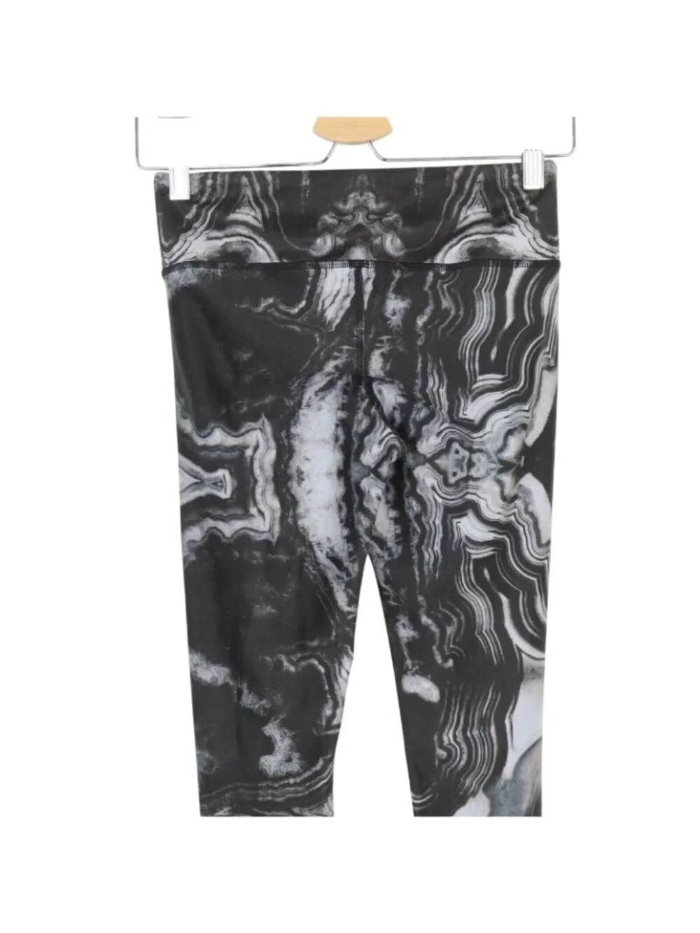ALO Womens Small Black Gray Marble Swirl Kaleidoscope Leggings Athletic 3158